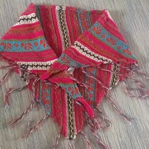 Multi-colored poncho - wrap - shawl